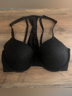 Victoria’s Secret PINK Lightly Lined Front Clasp Black Bra Size 34D